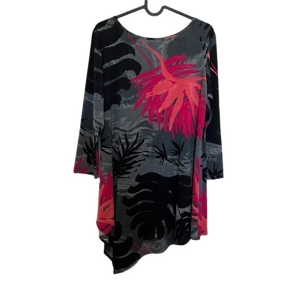 Clara Sunwoo Artsy Tropical Print Kercheif Asymmetrical Hem Tunic Medium - Picture 2 of 6